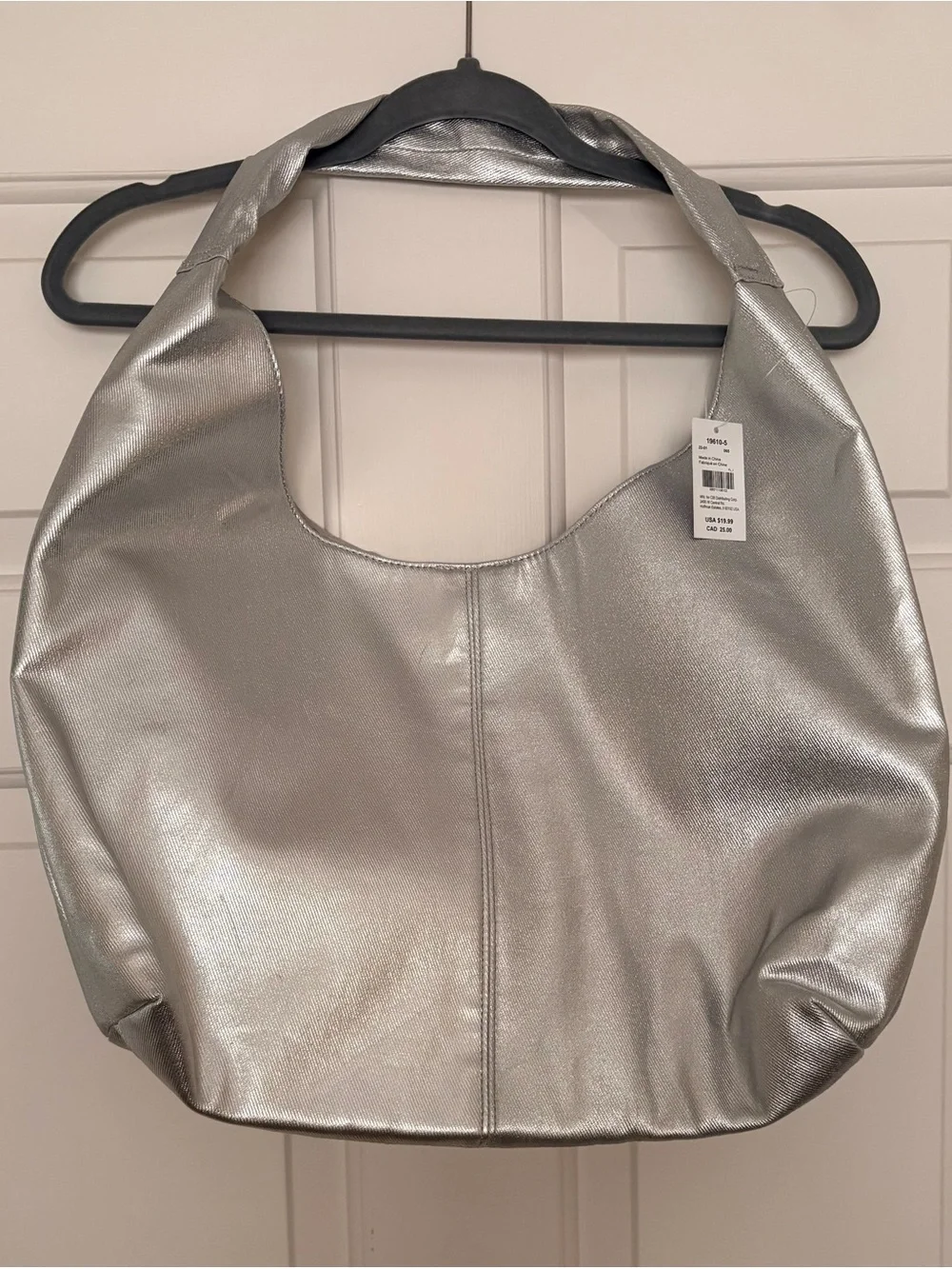 Claire's Metallic Silver Hobo Bag- Purse